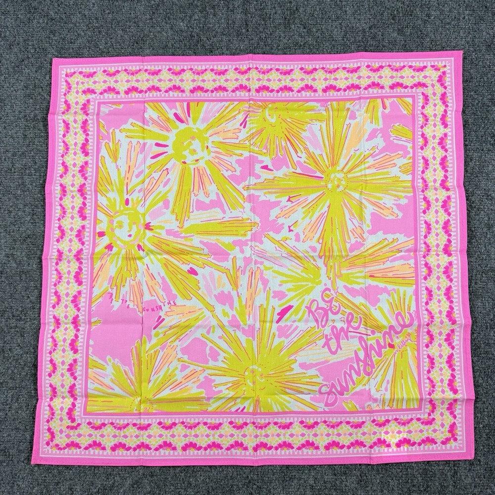 Lilly Pulitzer GWP Scarf Square Pink Yellow Be The Sunshine Engineered NEW